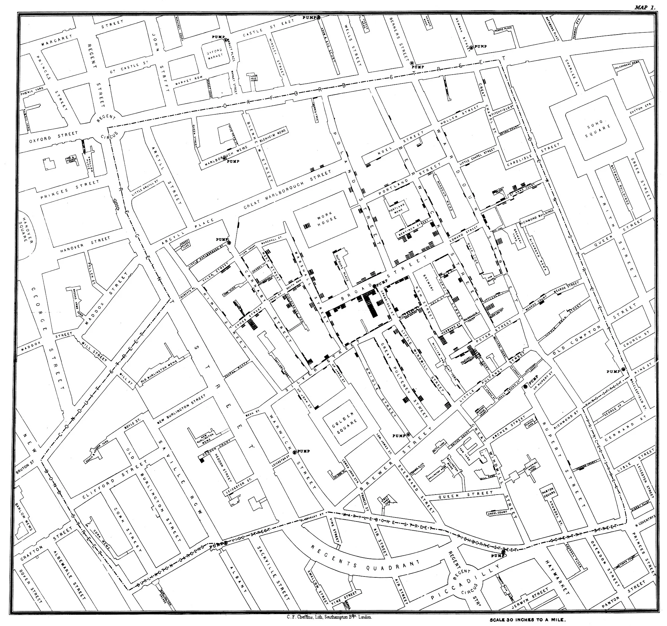 Original map made by John Snow in 1854