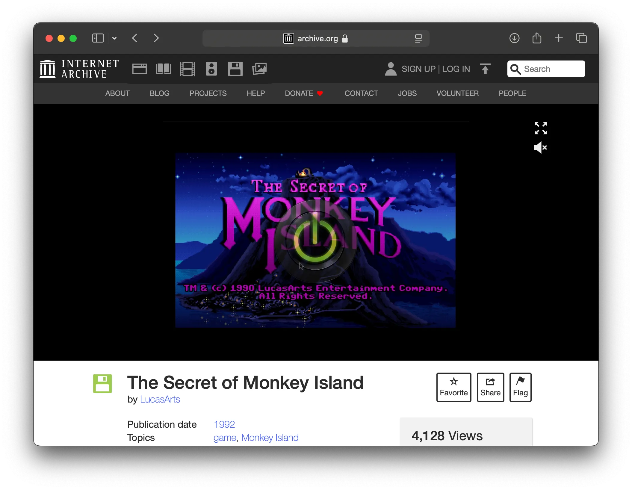 Internet Archive has many vintage games you can play directly in the browser. Here is The Secret of Monkey Island running in a DOS emulator.