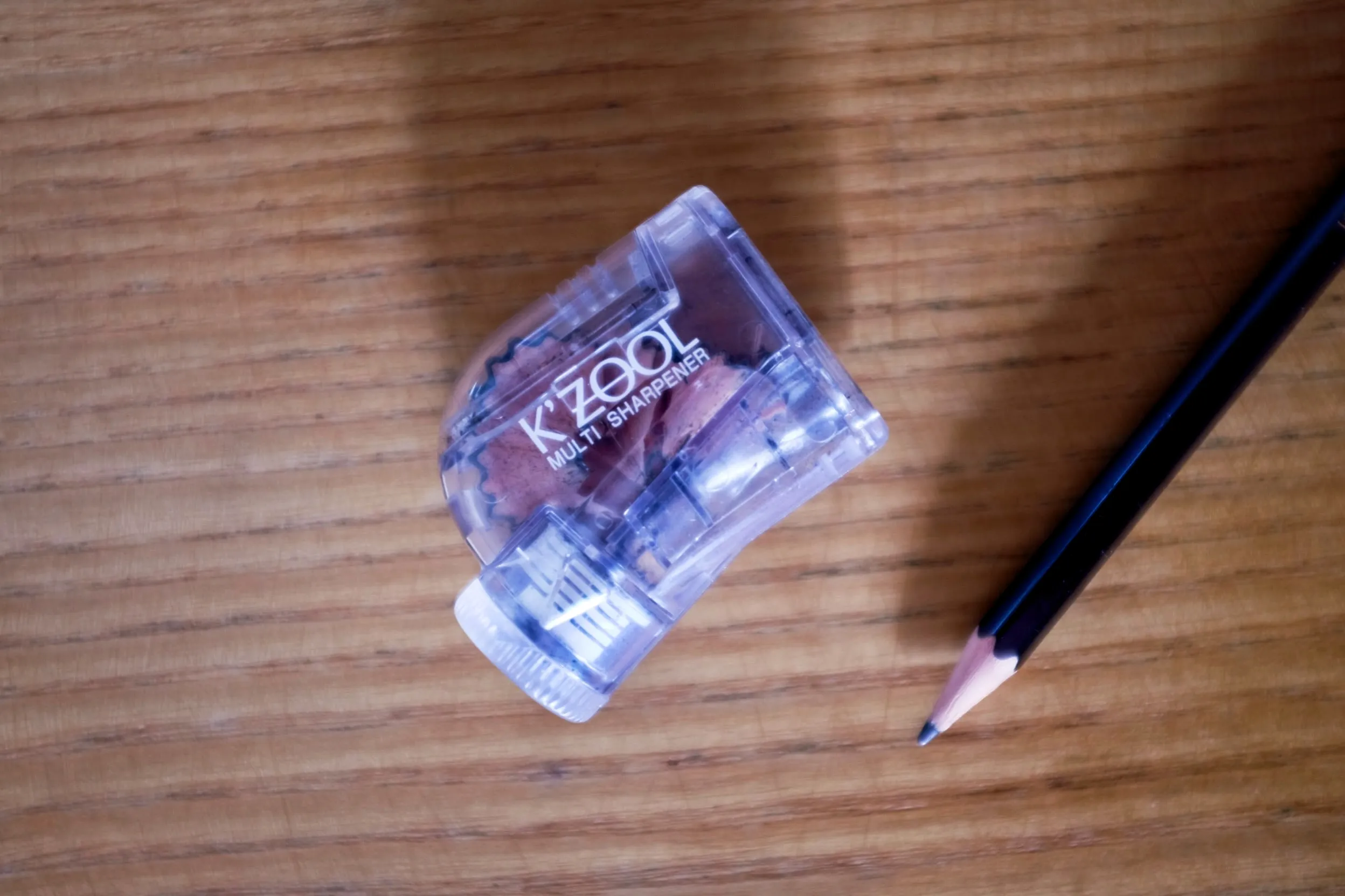A translucent pencil sharpener